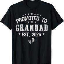 Promoted To Grandad Est.2026 Father's Day First Time Grandad T-Shirt - Black - View 1