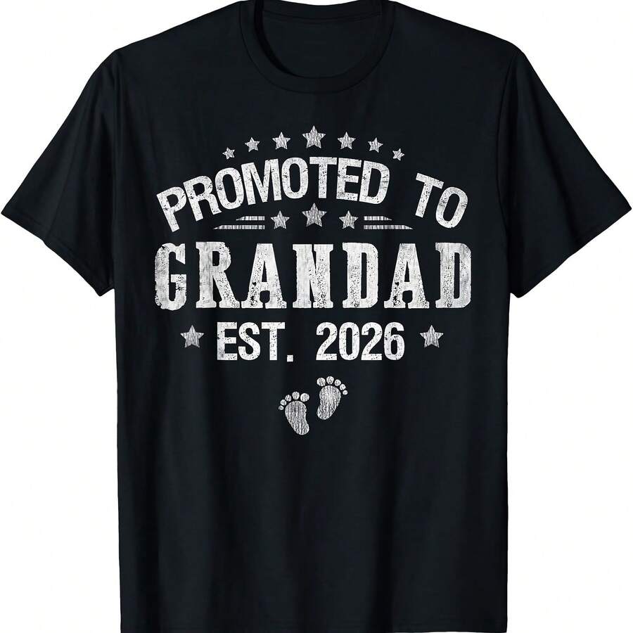 Promoted To Grandad Est.2026 Father's Day First Time Grandad T-Shirt - Black - View 1