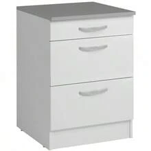 Miroytengo Módulo Inferior Cocina Mueble Bajo EKO Blanco Mate 3 cajones Cocina moderno bisagras metálicas ocultas Melamina Encimera incluida 86x60x60 cm Diseño atractivo Kit montaje instrucciones tornillería De 2 a 3 días de envio - Blanco - Ver 2