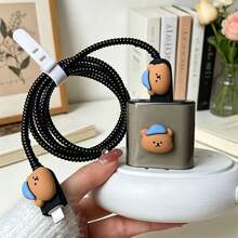 Protector de cable en forma de corazón con onda única degradada, previene roturas, compatible con cargador Apple de 18-20W - Multicolor - Ver 6