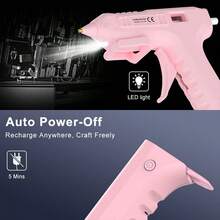 Pistola de pegamento en caliente inalámbrica de 20 segundos, calentamiento rápido, batería recargable de 2600mAh, adecuada para manualidades DIY y reparaciones del hogar - Rosa - Ver 6