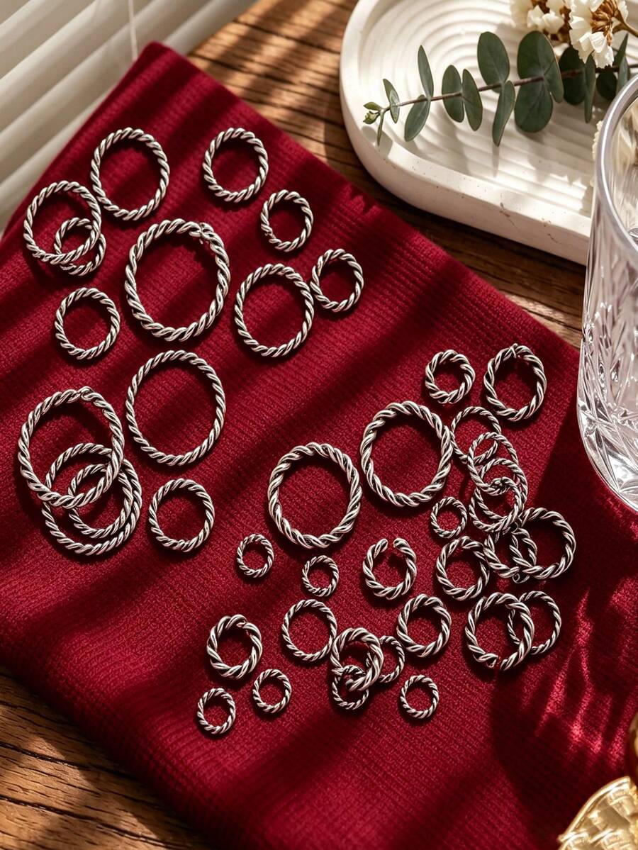 50Pcs 304 Stainless Steel Twisted Open Jump Rings, 10mm 1.5mm Thick Split Rings, DIY Jewelry Making Connector Findings - Split Ring - View 1