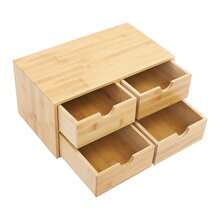 WUPYI Schreibtisch-Organizer mit 4 Schubladen, Schreibtisch-Organizer mit Curved Groove Griffe für Wohnzimmern, Schlafzimmern, Studienräumen, Büros - Holz - Übersicht 10