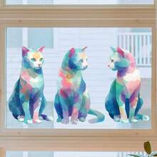 1pc Colorful Cats Window Decorations Window Sticker.Self-Adhesive Decal, Suitable As A Gift. Easy DIY Application, Peel & Stick, Playful Design, Indoor Decoration Playful Window Stickers.Self-Adhesive, Suitable For Bedroom, Glass Decoration - Multicolor - View 6