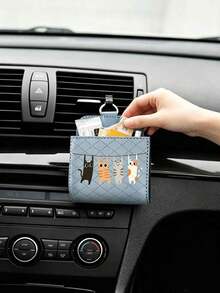 Soft Cute 4-Color Cat Car Storage Box, Car Air Vent Storage Box, Car Leather Multi-Functional Storage Box, Air Vent Phone Holder Storage Box - Adorable Four-color Cats - View 4