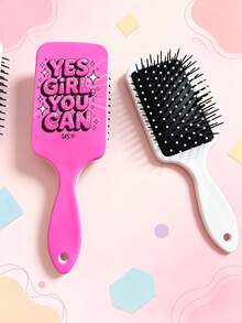 1pc Large Letter Series Full Print Air Cushion Comb, Vibrant Color Massage Comb, Suitable For Hair Styling, Curly Hair, Straight Hair, All Hairstyles, Barber Salon Beauty Travel Essential Hair Care Product, Campus Portable Air Cushion Comb - Multicolor - View 9