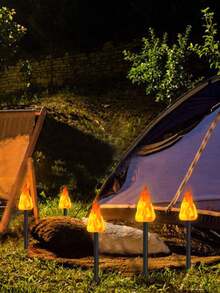 2/4 Stücke Solar-Fackel-Leuchten mit flackernden Flammen, IP44 wasserdichte Outdoor-LED-Tiki-Fackeln, Dämmerung bis Morgendämmerung Auto An/Aus Bodenstecker Tanzende Flammenlampe, Landschafts-Dekorationsbeleuchtung für Garten, Hof, Terrasse, Weg, Rasen, Camping und Party-Dekoration - warmes Licht - Übersicht 3