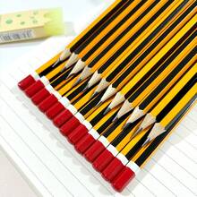 1/5/10pcs Pre-Sharpened HB Wooden Pencils, Classic Yellow Drawing Pencils With Red Decorative Tip. Ideal Student Stationery For Writing, Sketching, Art & Office. Back-To-School Classroom Supplies. - Multicolor - View 5