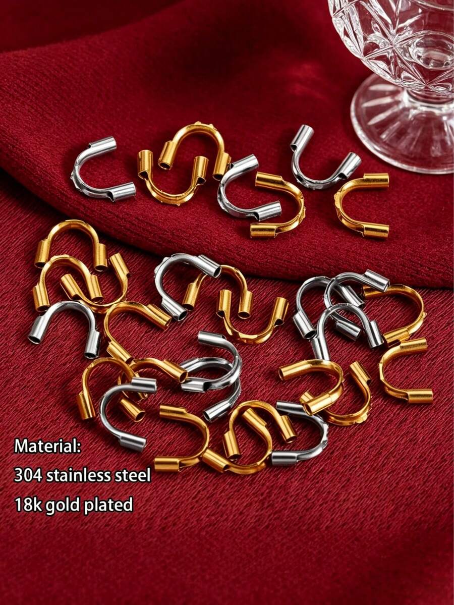 50 Pcs 304 Stainless Steel U-Button Wire Guard For Jewelry Making Accessories Wire Protection Ring Clip Connector DIY Jewelry Accessory Wire Guard - Wire Guard - View 1