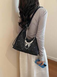Mochila de gran capacidad estilo coreano, nuevo bolso bandolera de moda versátil para ir al trabajo, bolso de hombro tipo tote - Negro - Ver 6