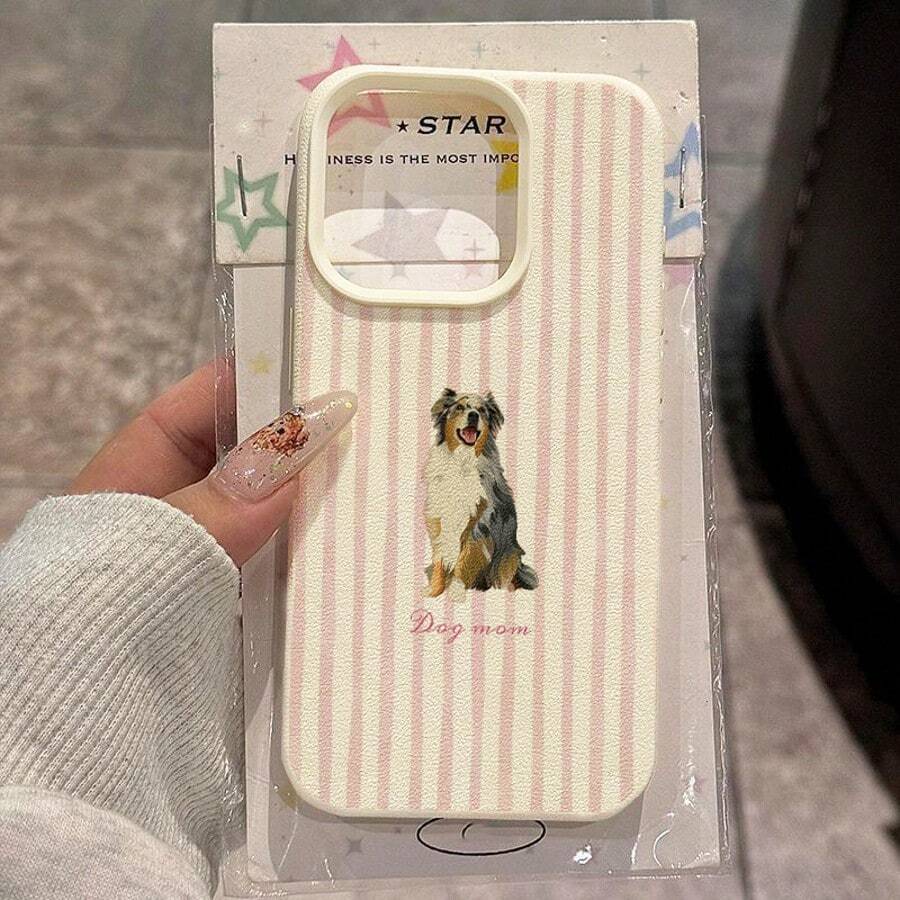 1pc TPU Material Soft Pink & White Striped Edge Cool Slogan Pattern Phone Case Compatible With IPhone 17 Pro Max/17/16 Pro Max/15/13/12/11/ S20 FE/A15/S24/A55/ Note 11/Note 12/Note 13 Pro Full Coverage Shockproof Soft Shell Protective Cover - White - View 1