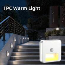 1個智慧感應 4 LED 底座燈/天花板燈/壁燈，無線自動開關，適用於戶外庭院、走廊、樓梯、客廳、臥室，不含電池，居家車庫的理想選擇 - 白色 - 查看 11