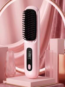 女士無線便攜式直髮梳，USB充電負離子熱風直髮器，有效撫平毛躁，讓頭髮亮麗絲滑，防燙設計，3段溫度調節，30秒快速加熱，2000mAh電池可使用30分鐘，輕鬆在家、辦公室、宿舍、旅行中打造沙龍級造型，適合短髮、瀏海、長髮和捲髮，聖誕節及其他場合，假期必備，旅行必備，美髮造型工具，送給女性的最佳聖誕禮物，女孩子開學禮物，生日禮物 - 彩色 - 查看 17