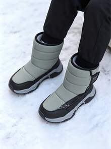 Children's Winter High-Top Hook & Loop Thermal Lined Warm Boots, Outdoor Non-Slip Snow Boots - Army Green - View 3