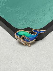 Luxury Whale Design Brooch Fashion Jewelry Accessories Unisex Gift For Wedding Holiday And Party - Blue - View 5