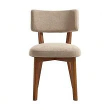 Set Of 2 Mid-Century Modern Style Dining Chairs, Solid Wood Legs, Upholstered Fabric Seat For Kitchen, Dining Room Or Office (Beige Linen) - Khaki - View 11