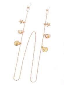 1款時尚海星貝殼裝飾眼鏡鍊，女款眼鏡防滑鍊，時尚眼鏡裝飾鍊，女款眼鏡掛繩鍊 - 彩色 - 查看 2