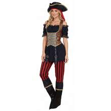Caribbean Pirate Role Play Costume Set For Women, Captain Jack Style, Adult Halloween Party Outfit - Multicolor - View 5