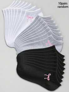 20 Pairs Kids Solid Color Bow Ankle Socks, Student Socks Suitable For All Seasons Sports Socks - Multicolor - View 9