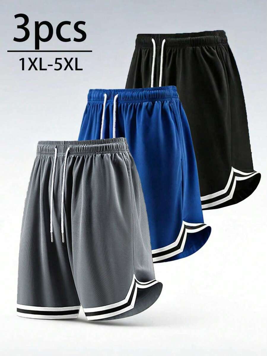 3PCS Men's Plus Size Summer Sports Basketball Shorts Drawstring Elastic Mesh Quick-DryBermuda Shorts - Multicolor - View 1