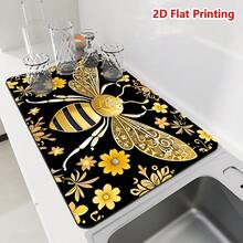 1/10pcs Ultra-Absorbent Polyester Kitchen Mat, Anti-Slip Quick Dry Dish & Coffee Pad, Heat Resistant Countertop Protector For Dishes Appliances, Easy To Clean And Washable Drainage Mat, Suitable For Kitchen Coffee Bars/Water Bars/Worktops - Ginger - View 12