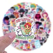 55pcs K-Pop Heart Frame & Cloud Sticker Collection, Cute K-Pop Girl Group & Boy Group Chibi Stickers, Removable Self-Adhesive Stickers, Compatible With Switch Protective Case & Fan Merchandise - Multicolor - View 8