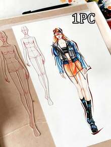 1pc Fashion Ruler Fashion Line Drawing Human Body Dynamic Template, Used For Clothing Design, Human Figure Design Template Set, Sewing Accessories - Multicolor - View 2