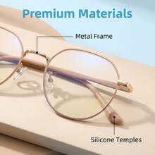 1pc Women's Student Style Lightweight Round Frame Glasses, Suitable For Computer, Reading, Gaming, TV, Phone, Ideal Choice For Women's Eyewear Accessories - 1 Piece Of Blue Silver - View 9