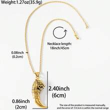 復古厚款 18K 金鍍層不鏽鋼 3D 龍紋狼牙吊墜項鍊 凱爾特風格 男士日常派對佩戴 搶眼飾品 - 金色 - 查看 8