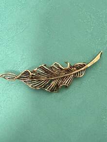 Vintage Leaf Rhinestone Brooch Rose Gold Plated Lapel Pin Alloy Jewelry For Women Shirt Coat Suit - Gray - View 3