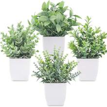 4件組迷你人造綠植盆栽,迷你仿真植物盆、塑膠人造盆、迷你仿生植物盆,適用於房間裝飾、居家裝飾、婚禮裝飾、戶外裝飾、畢業派對用品、婚禮用品、新娘用品、DIY - A - 查看 5