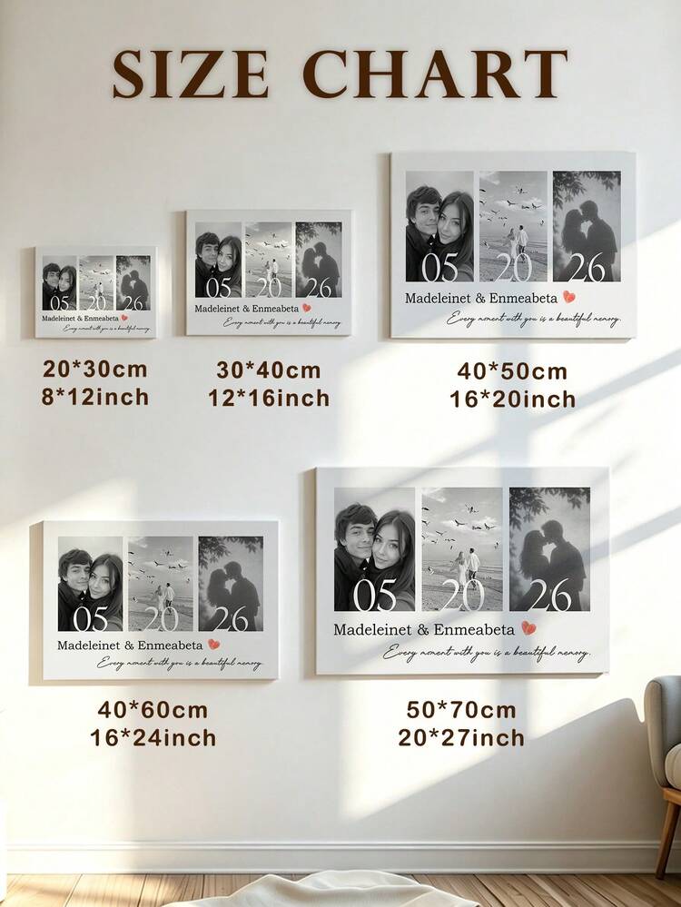 1 tấm in ảnh cá nhân lên vải canvas - tranh in canvas với ảnh của bạn trên tác phẩm nghệ thuật treo tường tùy chỉnh cho phòng ngủ, phòng khách, đám cưới, thú cưng, gia đình, tình yêu, cặp đôi, bạn bè, tranh ảnh, ảnh, tranh treo tường có khung - Màu Xám nhạt - Xem 6