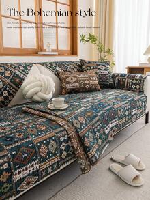 1pc Vintage Bohemian Style Small Diamond Pattern Sofa Cushion, Chenille Jacquard Fabric, Suitable For 1-4 Seater Sofa, All Seasons, Machine Washable. - Multicolor - View 13