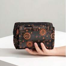 1pc Orange Tone Sun Moon Star Mesh Makeup Bag - Multicolor - View 6