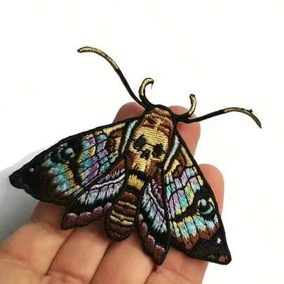 1/2/5pcs Colorful Moth Embroidery Patch Iron-On Sew-On Patch For Clothing Hat Bag Jacket DIY Gift Natural Badge With Hot Melt Glue