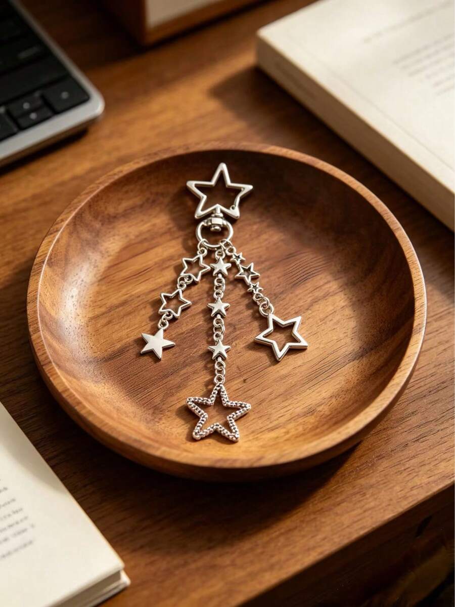 Zinc Alloy Pendant Keychain, Multiple Star Designs, Anti-Loss Key Marker Accessory, With Identification, Charming Hanging Keychain - Multicolor a - View 1
