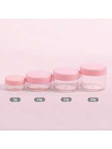 5pcs/10pcs/20pcs Mini Transparent Cream Jars With Transparent Lids, Plastic Cosmetic Empty Sample Jars, Small Cosmetic Sample Containers, Multi-Color Cream, Lotion, Lipstick, Eyeshadow, Nail Powder, Jewelry, Powder Cake, Etc., Portable Reusable Travel Essential, Empty Sample Bottles - Pink - View 4