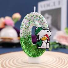 Number Birthday Candles 0-9, Green Glitter Cake Topper, Cute Cartoon Decorative Candles, Birthday Party Supplies, Children And Adult Anniversary Celebration Decoration - 1pc - View 3