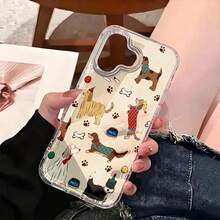 Adorable Cartoon Various Dog Breeds Phone Case With Pet Bowls, Paw Prints & Toys IPhone17/17PROMAX/17PRO/17PULS/AIR/16/15/14/13/12/11/XS Non-Slip Grip Wireless Charging Compatible Slim & Lightweight Design Summer Beach Anime Cute Y2k Pink Accsesories Fundas Cover Funny Fathers/Mothers Day Gift Easy - 無色 - 查看 6