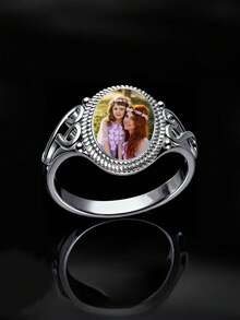 suteyi Personalized Photo Ring, Vintage Metal Pattern Ring, Can Be Inlaid With Your Photo, Multiple Sizes Available, Unique Commemorative Jewelry - Multicolor - View 12