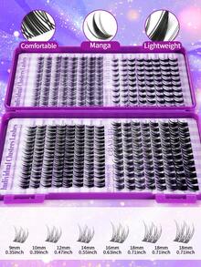 400 piezas Pestañas postizas de visón sintético 3D con rizo en C, de alta calidad y bajo precio, pestañas postizas DIY nuevas, suaves y esponjosas, adecuadas para maquillaje, extensiones de pestañas, pestañas cortas, pestañas DIY, pestañas de color claro, extensiones de pestañas DIY en casa - Multicolor - Ver 6