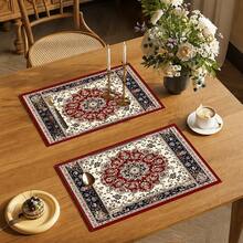 1pc Persian Style Placemat, Breakfast Mat, Coffee Mat, Coaster Set, Bowl & Plate Mat, Home Decor, Kitchen Accessory, Easy To Clean Placemat, Suitable For Family, Kitchen & Dining Table Decor, Holiday Gift, Multi-Piece Set, Linen Placemat - Multicolor - View 8