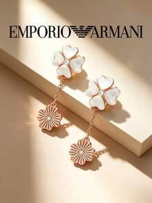 Armani 四葉草系列 925 純銀女款吊墜耳環，型號 EG3652221 - 玫瑰金 - 查看 2