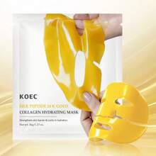 KOEC 絲肽24K金膠原蛋白保濕面膜，抗皺亮膚緊緻面部面膜貼，含膠原蛋白、玻尿酸與金箔，幫助減少皺紋與細紋 - 金色 - 查看 8