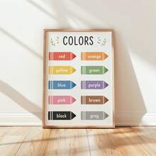 1pc Frameless Colorful Educational Poster, Printable Wall Art For Education, Colorful Charts, Children's Educational Wall Decor, Classroom Decoration, Home Teaching Print, Aesthetic Apartment, Back-To-School Season, Dorm Essentials - Crayon - View 3