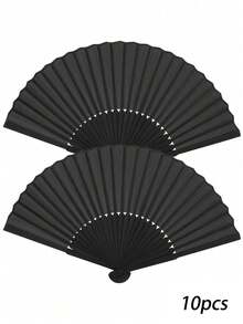 1/3/5/10 piezas Abanico plegable clásico negro, marco de bambú, adecuado para estilo chino o español, ideal para bodas, fiestas, actuaciones, baile, decoración del hogar, festivales, cumpleaños y regalos de graduación - Multicolor - Ver 13