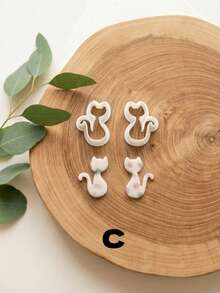 Süße Katzen-Ton-Ohrring-Ausstecher, Polymer-Ton-Formen für Tierschmuck, DIY-Bastelwerkzeuge für Cartoon-Katzen-Ohrringe & handgefertigte Accessoires - Weiss - Übersicht 10