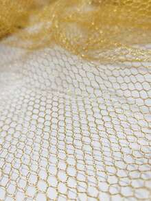 1pc Gold Thread Hexagonal Mesh Fabric, Honeycomb Hexagonal Mesh Cloth, Craft Gift Box Packaging Shoe Material Bag Mesh Fabric - Gold - View 3