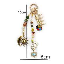 1PC Boho Natural Stone Beaded Bag Charm, Handmade Sun Bee Pendant Keychain, Vintage Aesthetic Purse Chain Accessory For Women - Multicolor - View 5