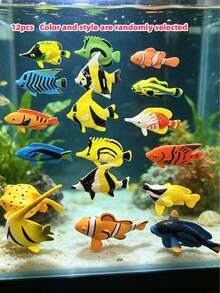6件/12件/18件熱帶魚塑膠迷你海洋生物模型，小丑魚仿真魚，適合派對小禮物、教室獎勵、派對禮物袋填充物，適用於生日禮物袋、派對填充物、教室獎勵與嘉年華獎品 - 彩色 - 查看 12